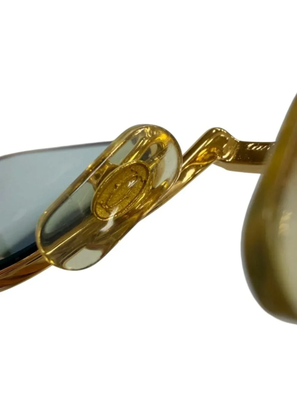 Cartier Vintage Square Logo Eyewear Sunglasses Gold Bordeaux Blue